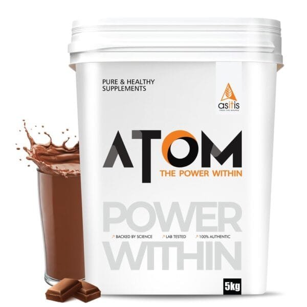 ATOM Whey Protein 5kg | 27g protein | Isolate & Concentrate | Double Rich Chocolate | USA Labdoor Certified