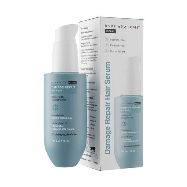 Bare Anatomy Damage Repair Hair Serum, Powered by Cera3x Technology Delivers 3x Hair Strengthening