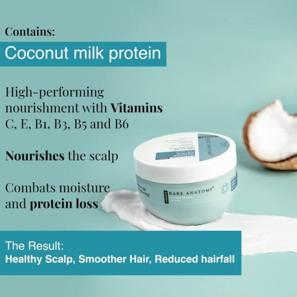 Bare Anatomy Damage Repair Hair Mask | 3x Strengthening Powered By Ceramide A2 & Coconut Milk Protein