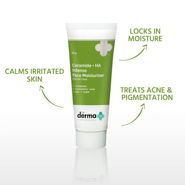 The Derma Co Ceramide + Ha Intense Moisturizer Cream With Hyaluronic Acid For Dry Skin Repairs Dry & Dull Skin | Locks In Moisture