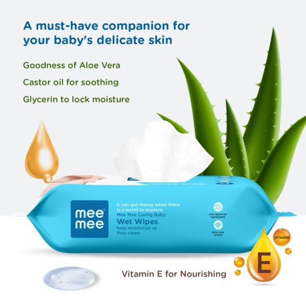 Mee Mee Soft Gentle Baby Wet Wipes (72 Wipes) Pack of 5 | Infused with Aloe Vera and Vitamin E | Paraben & Sulfate Free | Cleansing Wipes | Wipes Combo for Babies