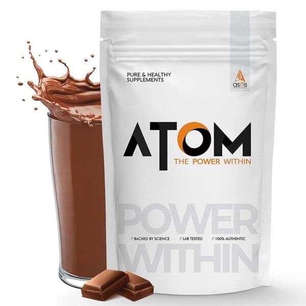 ATOM Whey Protein 1kg | 27g protein | Isolate & Concentrate | Double Rich Chocolate | USA Labdoor Certified