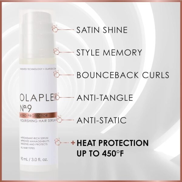 Olaplex No. 9 Bond Protector Nourishing Hair Serum, Heat Protectant, Softens & Weightlessly Nourishes, Reduces Tangle & Static, For All Hair Types, 3.0 fl oz