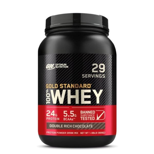 Optimum Nutrition (ON) Gold Standard 100% Whey (2 lbs/907 g) (Double Rich Chocolate) Protein Powder for Muscle Support & Recovery