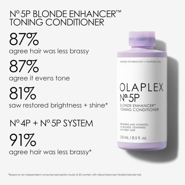 Olaplex No. 5P Blonde Enhancer Purple Toning Conditioner, Repairs, Hydrates, & Brightens All Blonde, Lightened, & Grey Hair, 8.5 fl oz