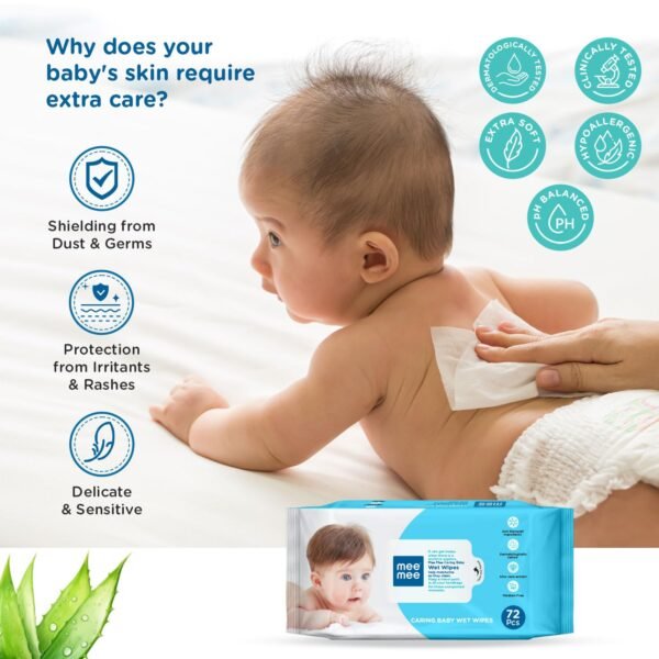 Mee Mee Soft Gentle Baby Wet Wipes (72 Wipes) Pack of 5 | Infused with Aloe Vera and Vitamin E | Paraben & Sulfate Free | Cleansing Wipes | Wipes Combo for Babies