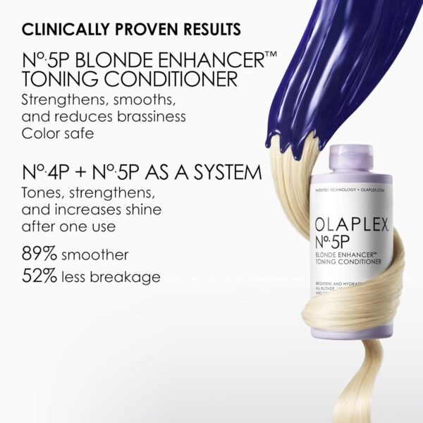 Olaplex No. 5P Blonde Enhancer Purple Toning Conditioner, Repairs, Hydrates, & Brightens All Blonde, Lightened, & Grey Hair, 8.5 fl oz