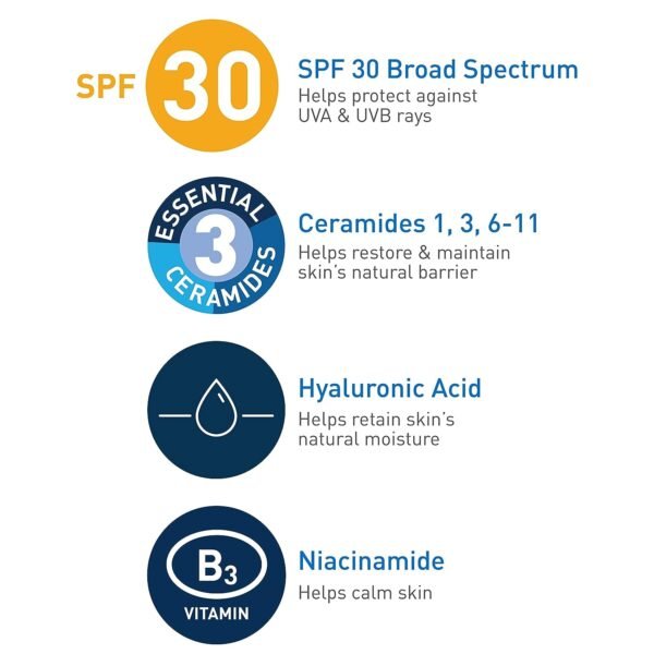 CeraVe® AM Facial Moisturizing Lotion with SPF 30 | Oil-Free Face Moisturizer with SPF | Formulated with Hyaluronic Acid, Niacinamide & Ceramides