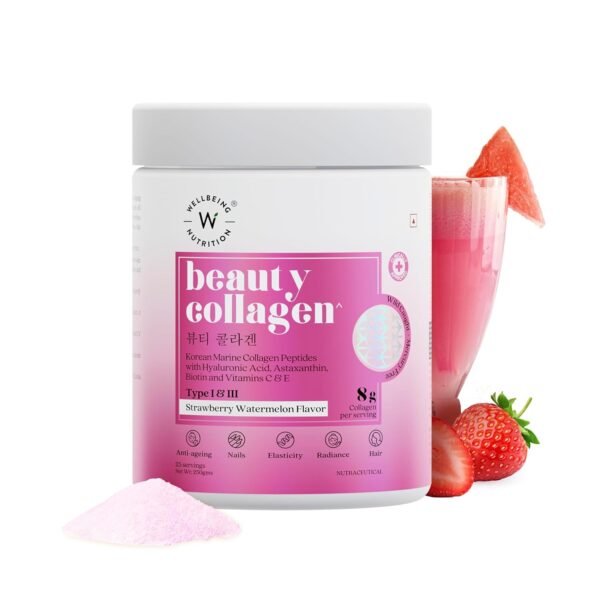 Wellbeing Nutrition Beauty Collagen with Hyaluronic Acid | Collagen Supplements for Women & Men | Collagen Powder with Biotin and Vitamins for Skin Radiance & Anti-Aging