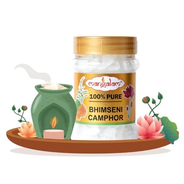 Mangalam Bhimseni Camphor/ Kapur Tablet 100g Jar for Pooja Samagri | 100% Pure | High Quality | Pack of 1