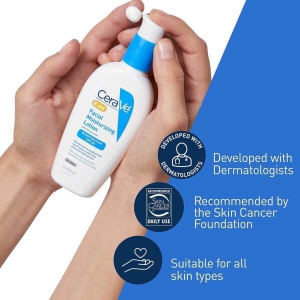 CeraVe® AM Facial Moisturizing Lotion with SPF 30 | Oil-Free Face Moisturizer with SPF | Formulated with Hyaluronic Acid, Niacinamide & Ceramides