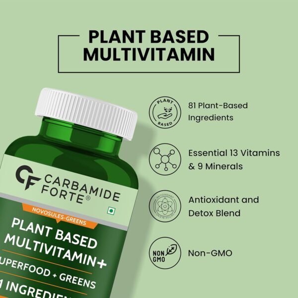 Carbamide Forte Plant Based Multivitamin Tablets (60 Veg Tablets) for Men & Women for Immunity, Energy & Detox