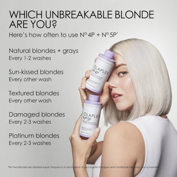 Olaplex No. 5P Blonde Enhancer Purple Toning Conditioner, Repairs, Hydrates, & Brightens All Blonde, Lightened, & Grey Hair, 8.5 fl oz