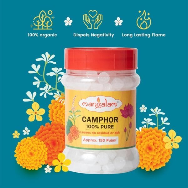 Mangalam Camphor/ Kapur Tablet 100g Jar for Pooja Samagri | 100% Pure | High Quality | Pack of 1