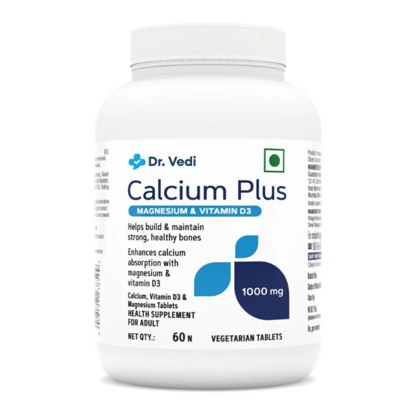 Dr. Vedi® Calcium Plus 1000mg with Magnesium and Vitamin D3 | Promotes Healthy & Strong Bones | 60 Tablets