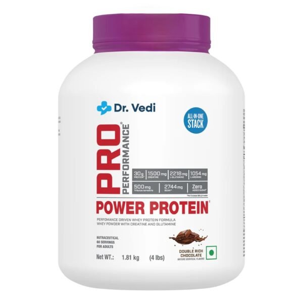 Dr. Vedi® Pro Performance Power Protein 6-in-1 Stack for Increased Strength, Recovery & Muscle Mass | Informed Choice Certified 30g of Protein in 2 Scoops (60g of Powder) | 4 lbs | 60 Servings