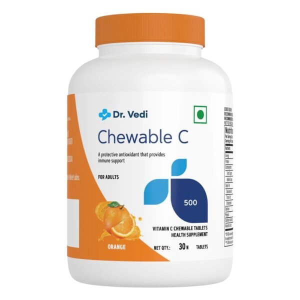 Dr. Vedi® Vitamin C Chewable 500mg | Boosts Immunity & Protects Against Infections | 30 Tablets